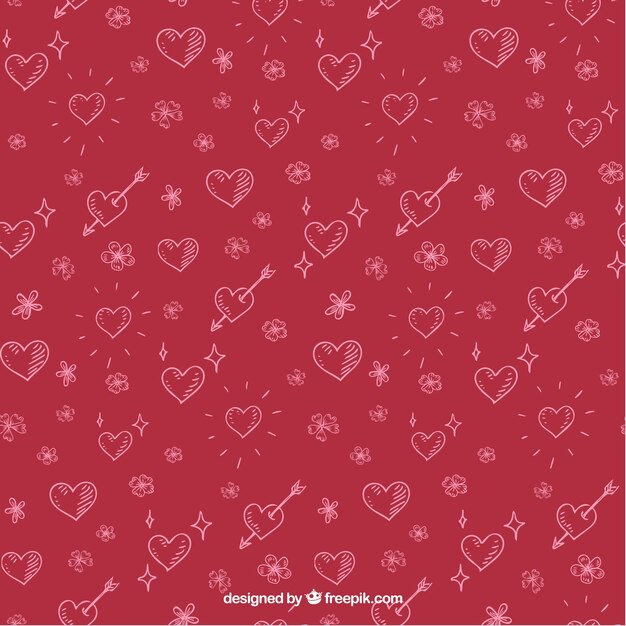 Sketchy valentines day pattern