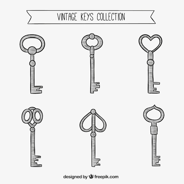 Эскизные Коллекция старинных ключей
