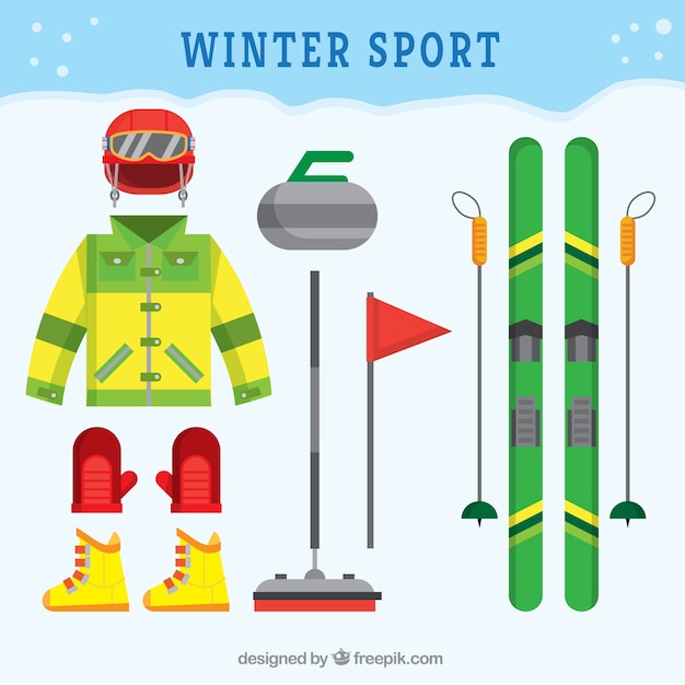 Free vector ski accessories set