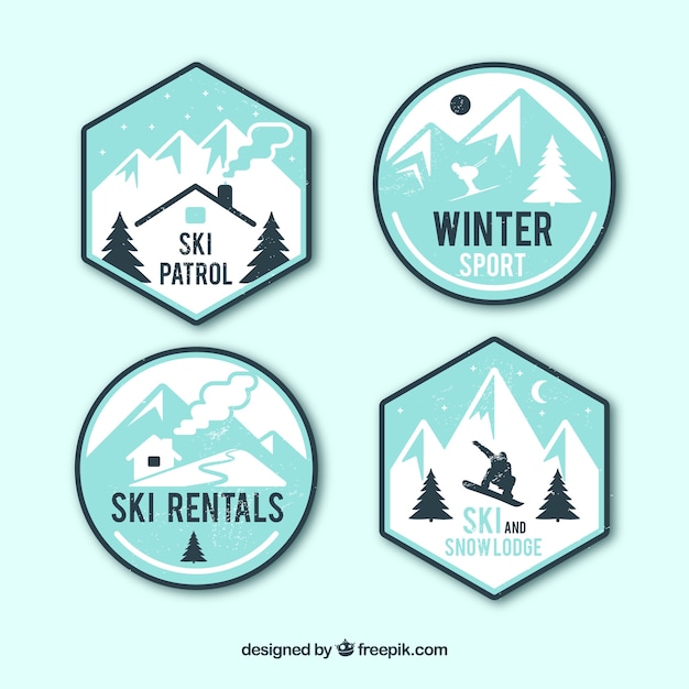 Free vector ski badge collection