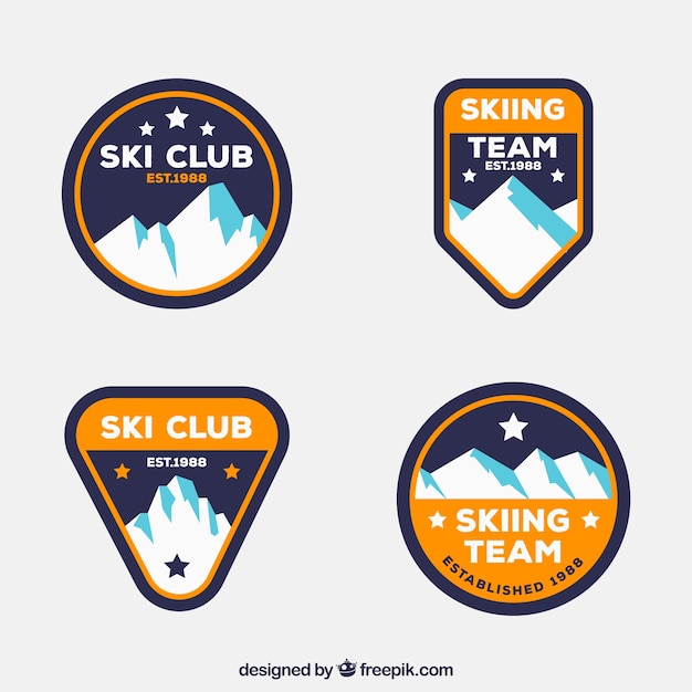 Vettore gratuito collezione di badge sci