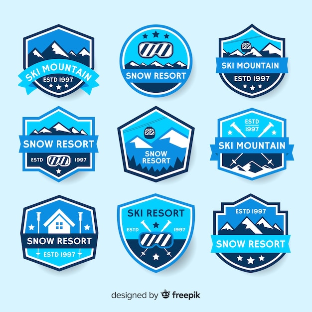 Free vector ski badge collection