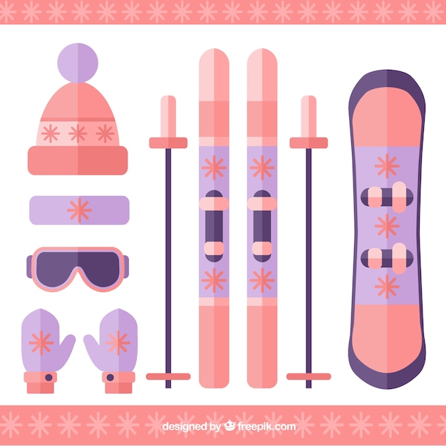 Ski equipment in flat design