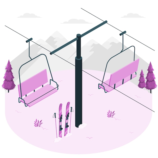 Ski lift concept illustration