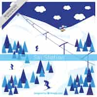 Free vector ski resort background in flat design