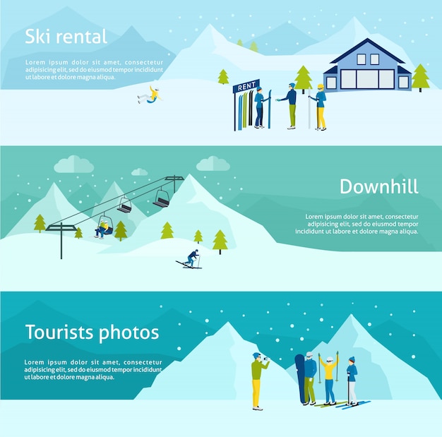 Ski resort banner set