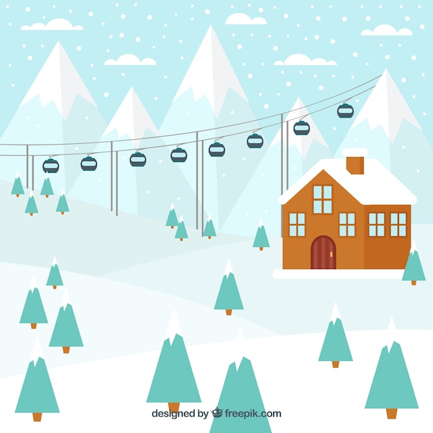 Free vector ski resort design with trees