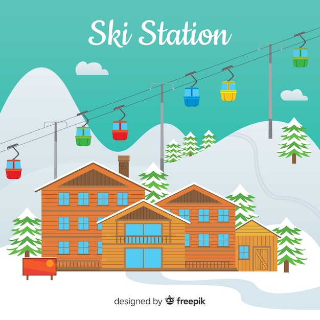 Free vector ski station background