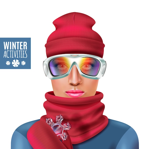 ski suit winter woman illustration