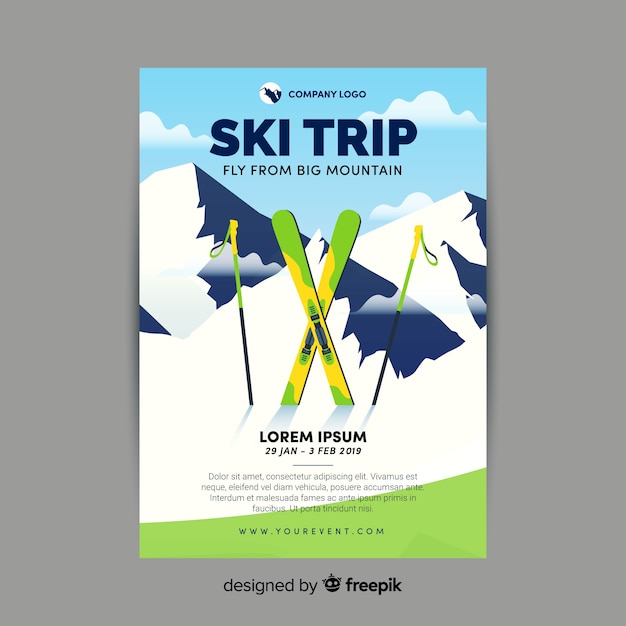 Free vector ski trip flyer template