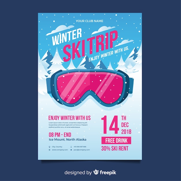 Free vector ski trip flyer template