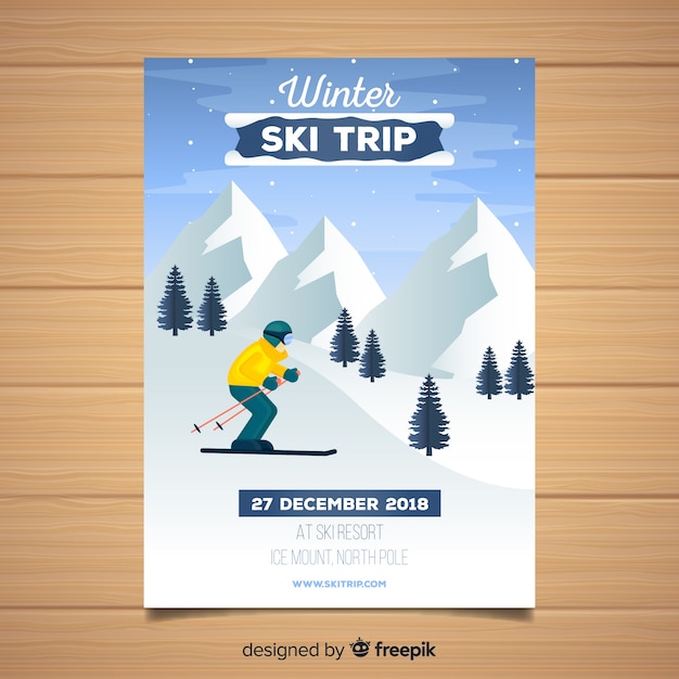 Ski trip flyer template