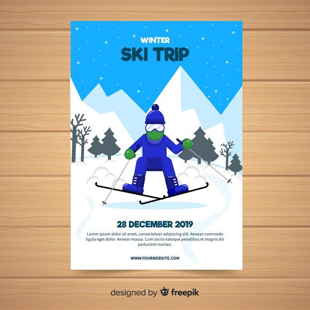Ski trip flyer template