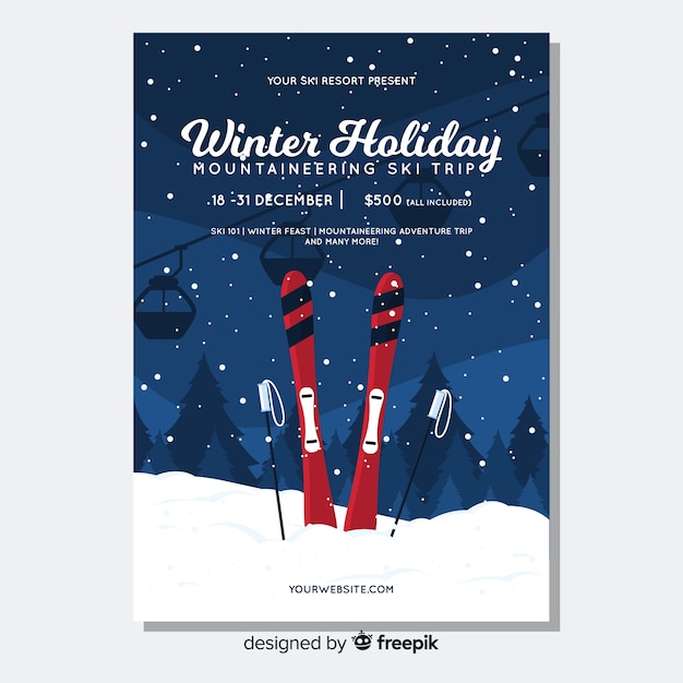 Ski trip flyer template