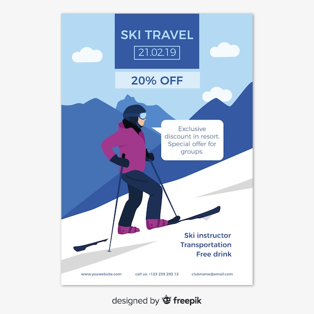 Free vector ski trip flyer template