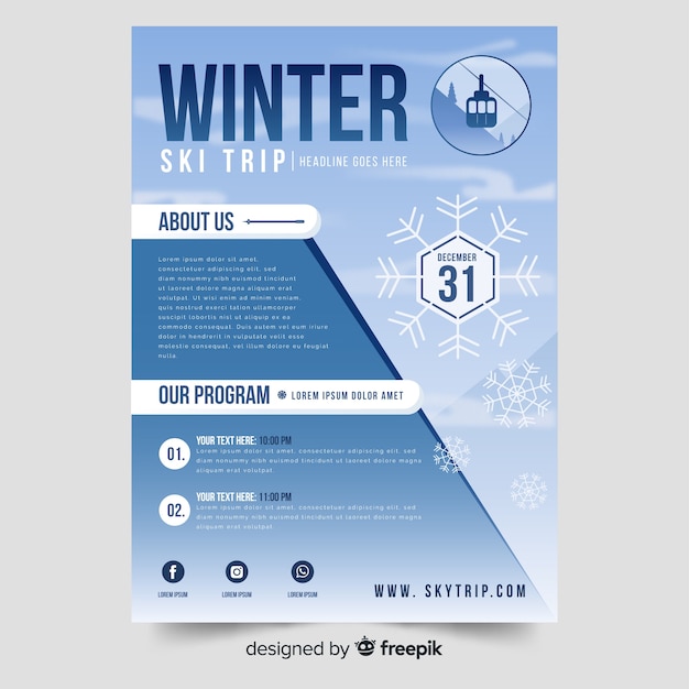 Ski trip flyer template