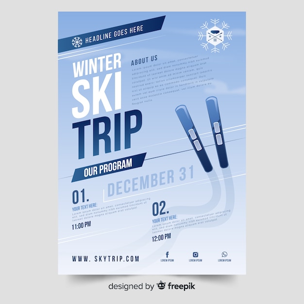 Free vector ski trip flyer template