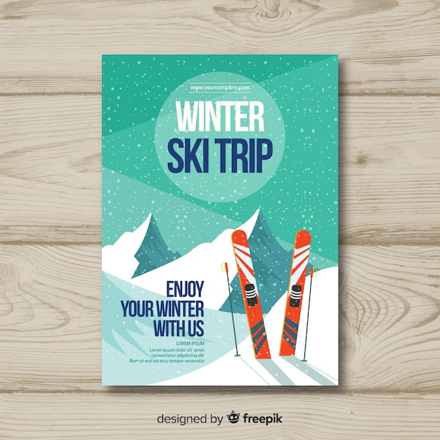 Free vector ski trip flyer template