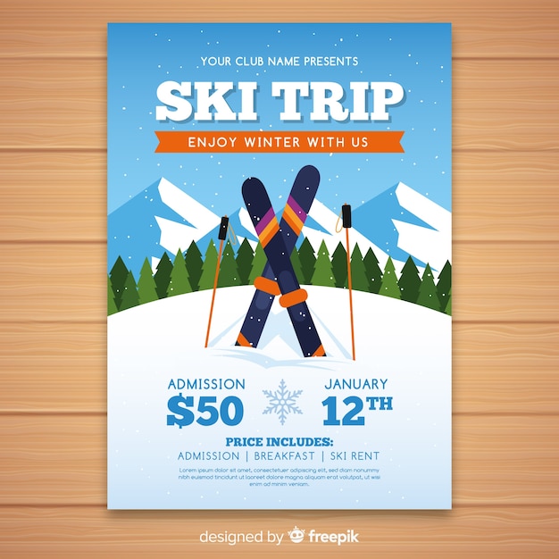 Ski trip flyer template