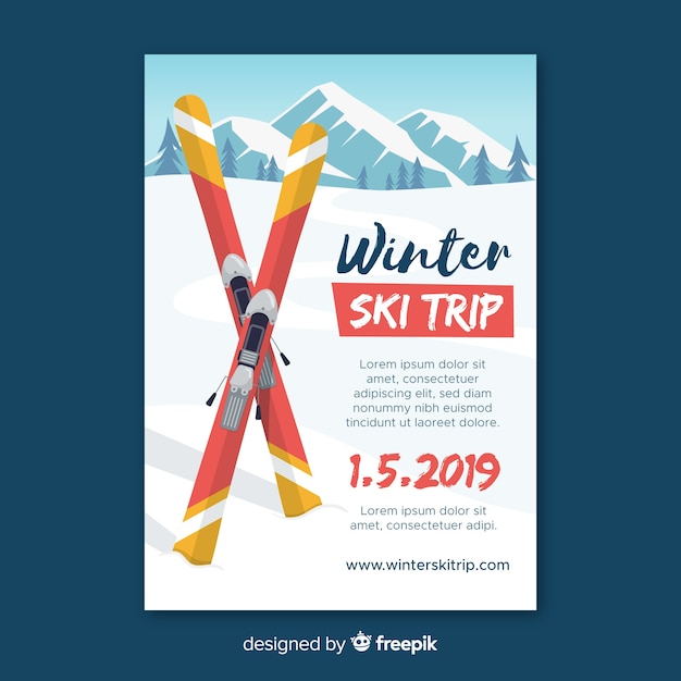 Free vector ski trip flyer template