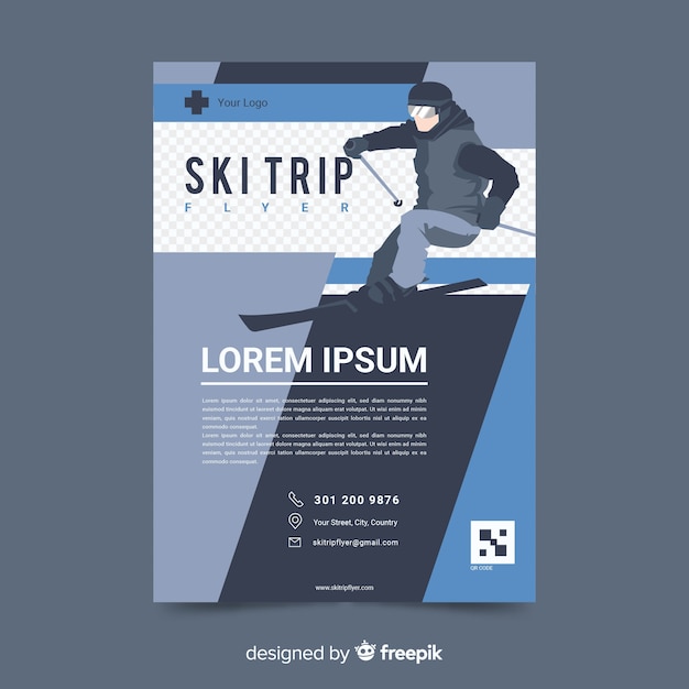 Free vector ski trip flyer