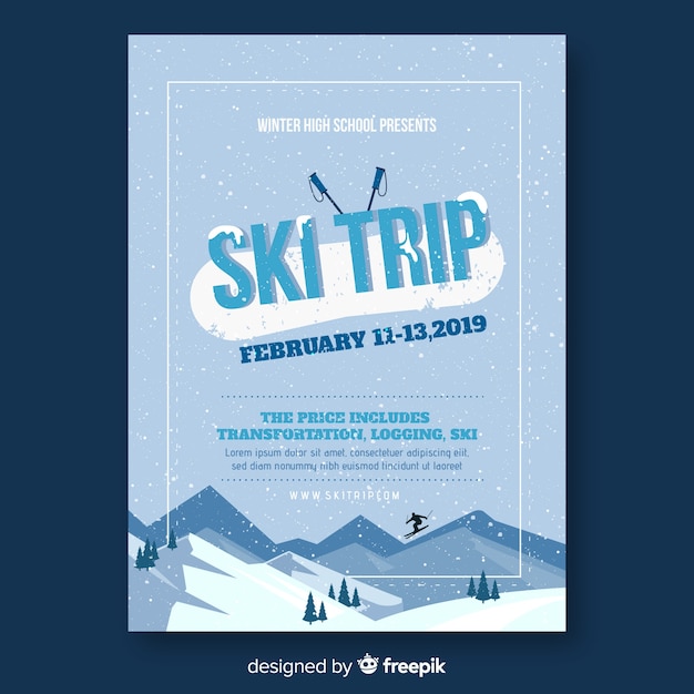 Free vector ski trip flyer