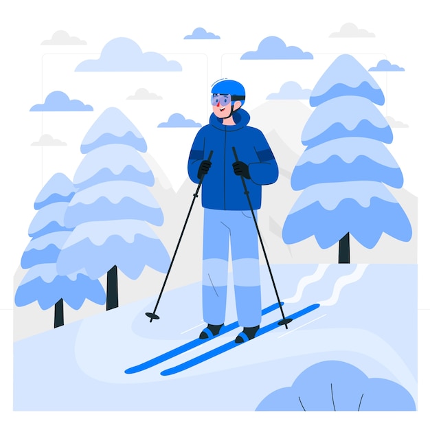 Free vector skier concept illustration