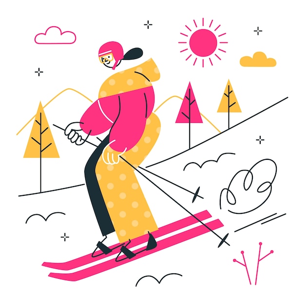 Free vector skiing concept illustration