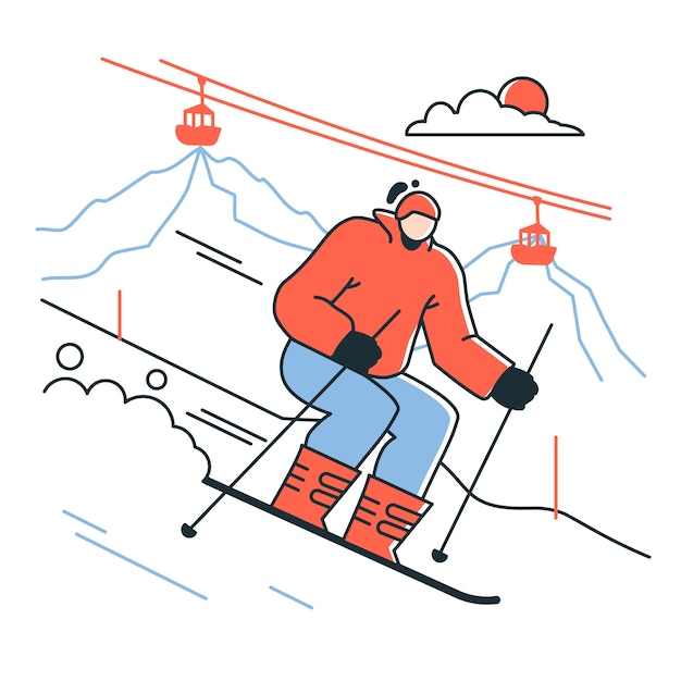 Free vector skiing concept illustration