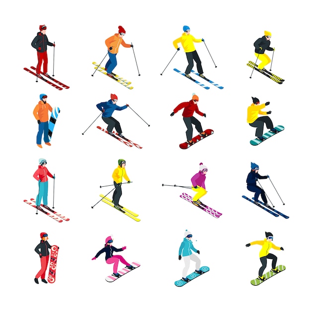 Skiing isometric set