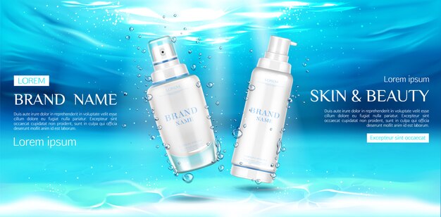 Free Vector skin care beauty product sprayer and pump tubes