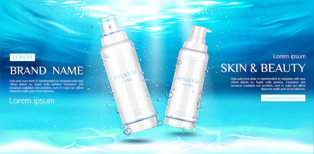 Free Vector skin care beauty product sprayer and pump tubes