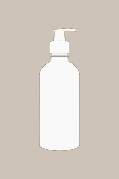 Контур бутылки с насосом для ухода за кожей, упаковка для косметики, векторная иллюстрация