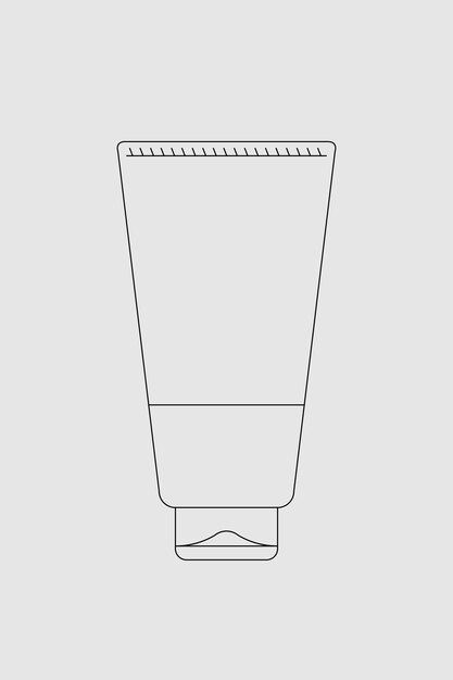 Skincare tube outline, beauty product packaging vector illustration