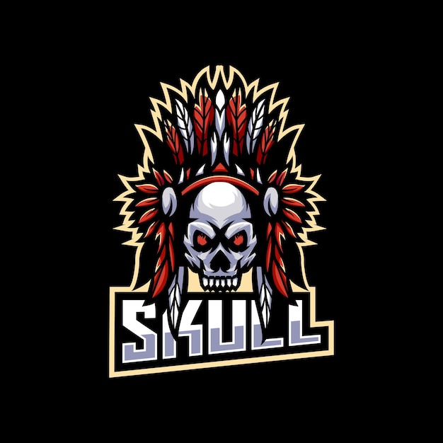 Free vector skull apache mascot gaming logo