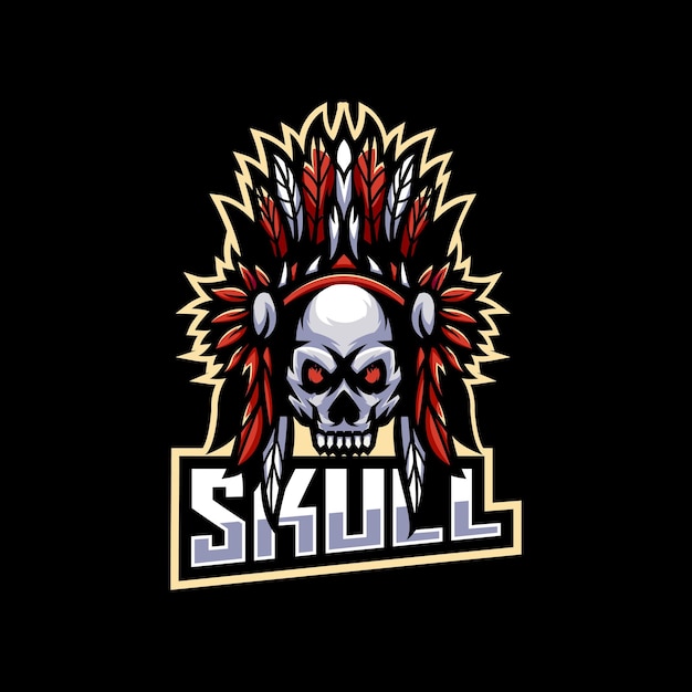 Skull apache mascot gaming logo
