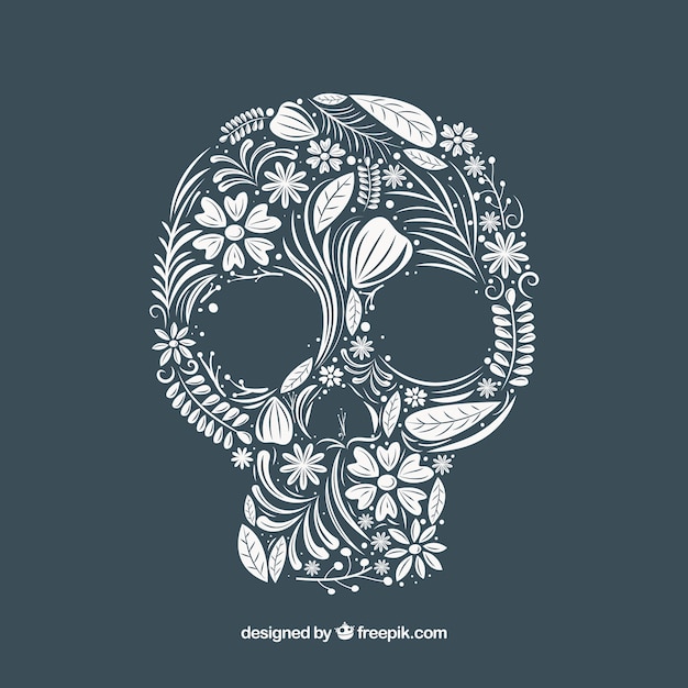 Download Free Skull Background Made Of Hand Drawn Floral Elements Svg Dxf Eps Png Cutting File Etsy