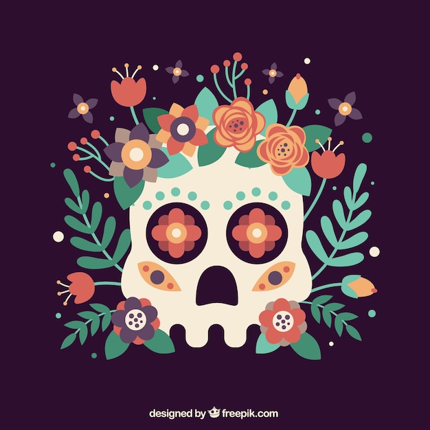 Skull background with flower decoration