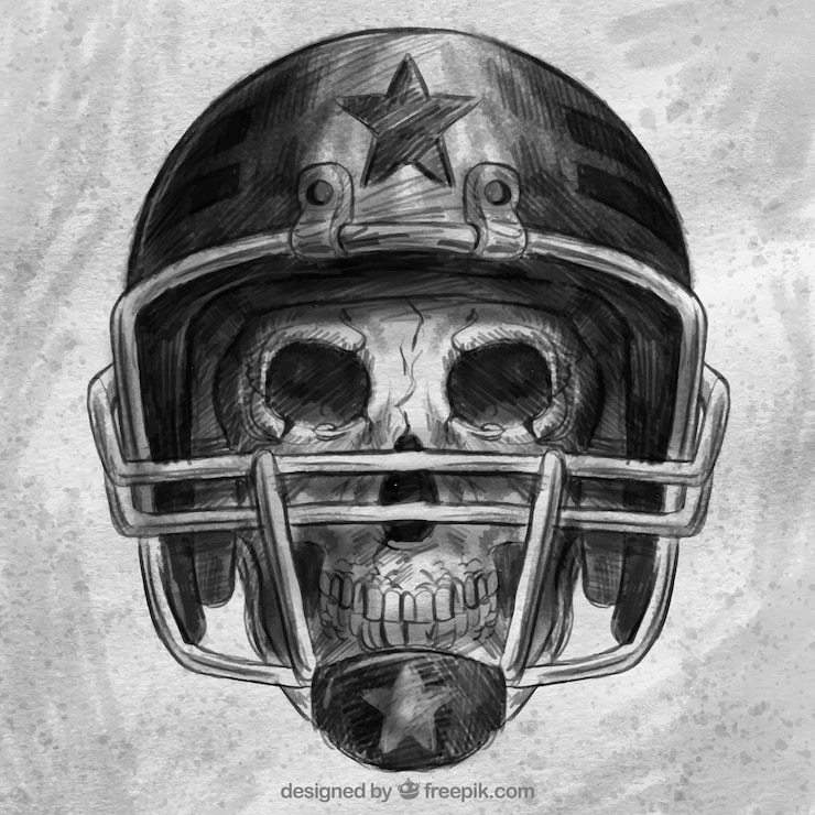 Free Vector skull background with hand drawn sport helmet