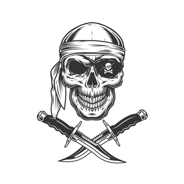 Skull in bandana and eye patch