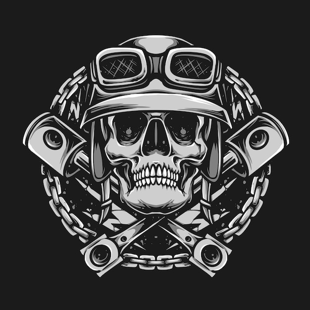 Free vector skull biker wearing helmet vector illustration