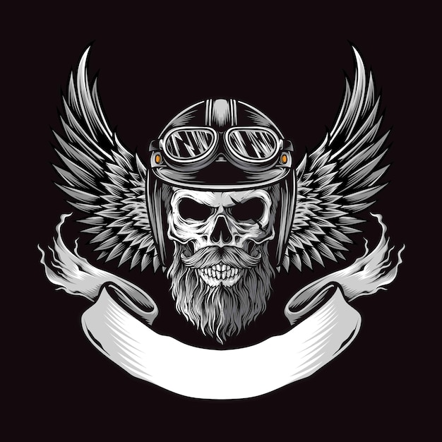 Skull biker with wing