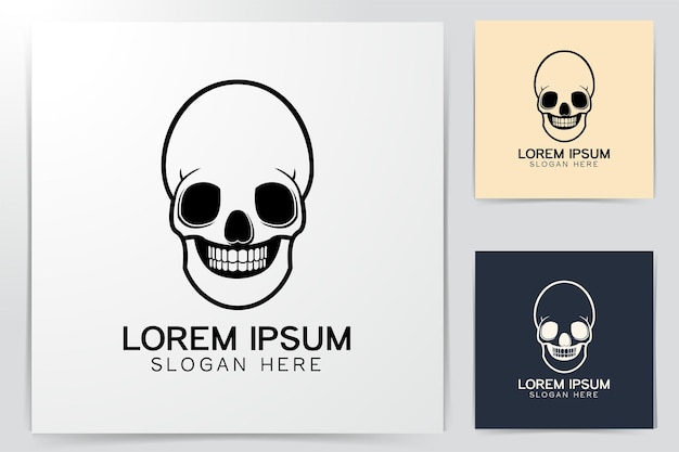 Идеи логотипа костей черепа. Дизайн логотипа вдохновения. Шаблон векторные иллюстрации. Изолированные на белом фоне