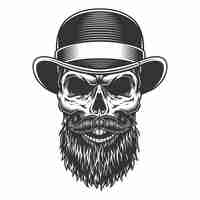 Free vector skull in the bowler hat