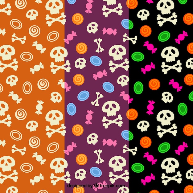 Free vector skull and candy patterns