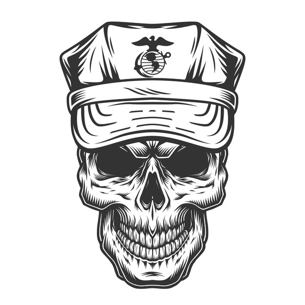 Skull in cap of military officer