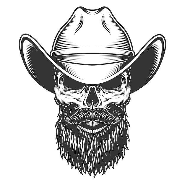 Free vector skull in the cowboy hat