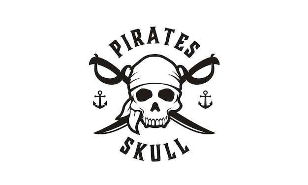 Skull & crossing swords pirates logo