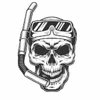 Free vector skull in the diving mask