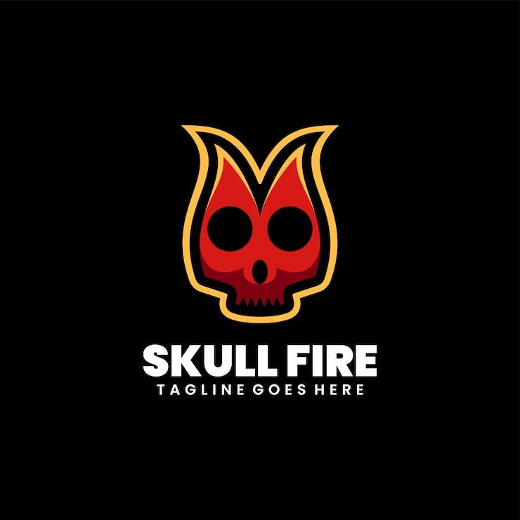 Free Vector skull fire logo design